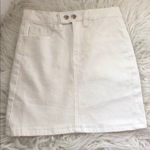 Girls White Denim Skirt